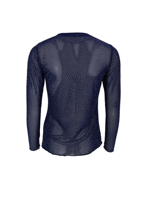 Black Colour Alexis mesh t-shirt with stones black