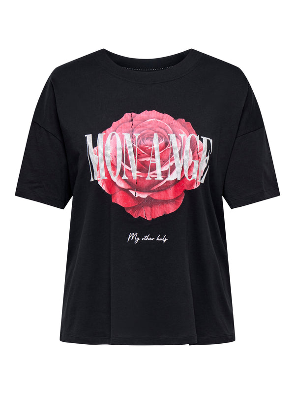 Only Carmakoma Rose life t-shirt black