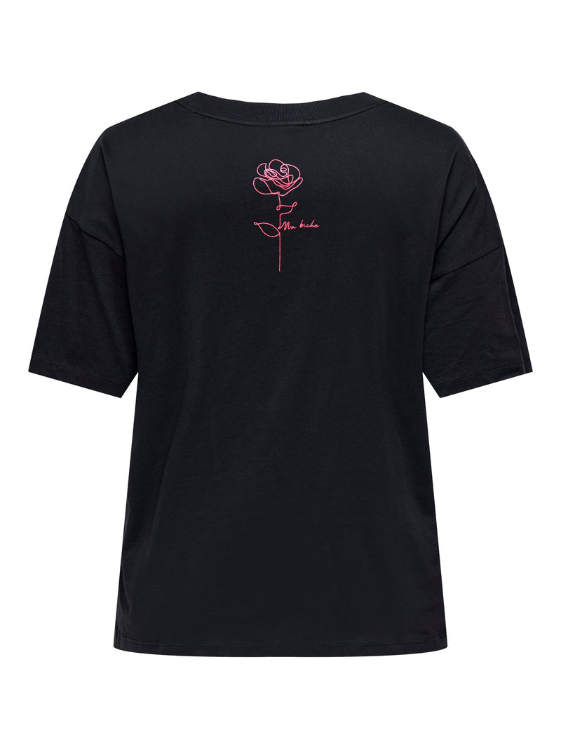 Only Carmakoma Rose life t-shirt black