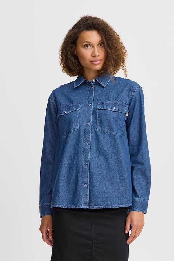 Pulz Austen denim shirt medium blue