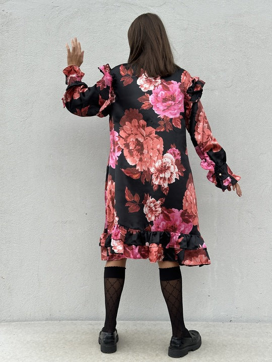 Gaspar Jacqueline Flower Dress Black