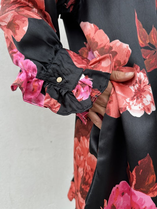 Gaspar Jacqueline Flower Dress Black