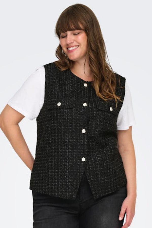 Only Carmakoma Shona life boucle waistcoat black