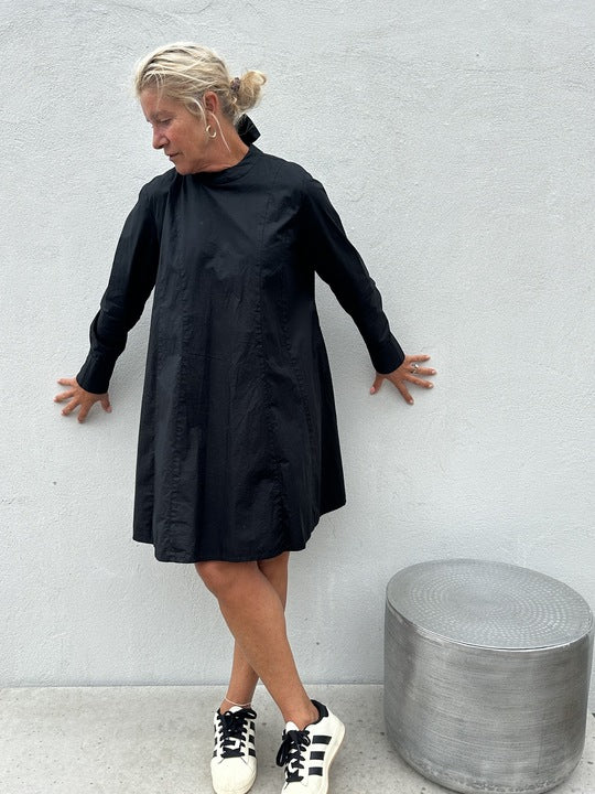Gaspar Bow poplin dress black
