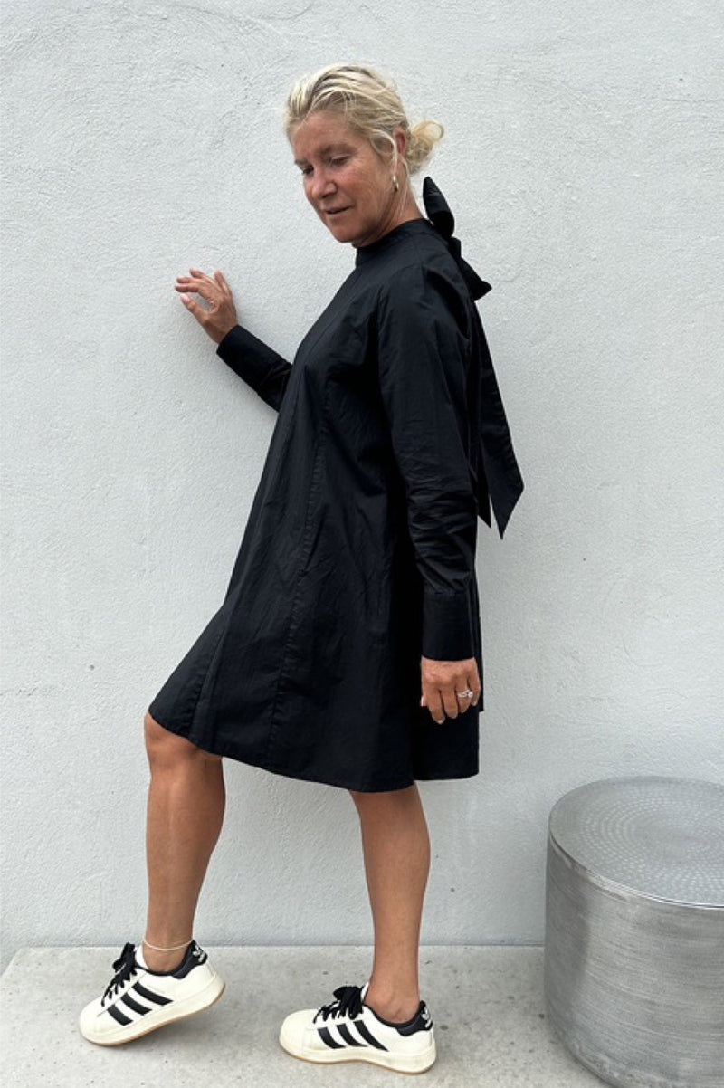 Gaspar Bow poplin dress black