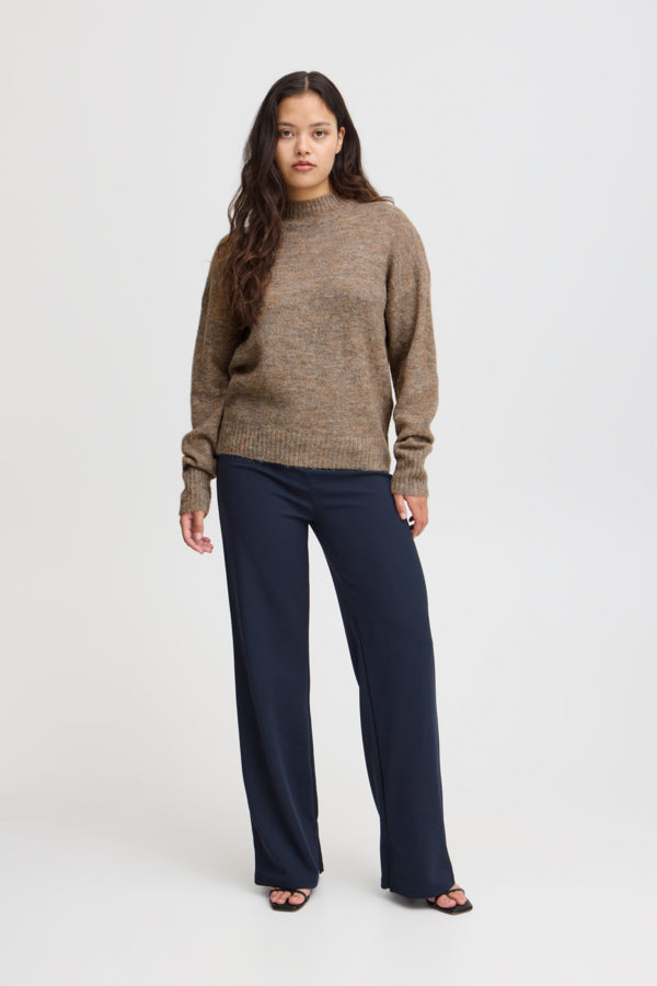 Ichi Kamara knit plain sand/brown melange