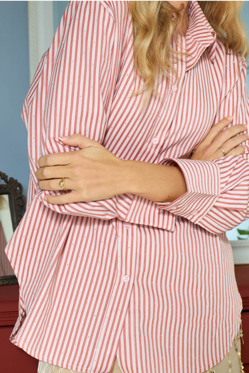 Black Colour Starry strass shirt rose