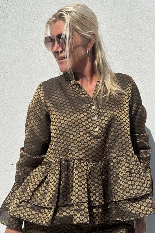 Gaspar Lido brokade blouse black-gold