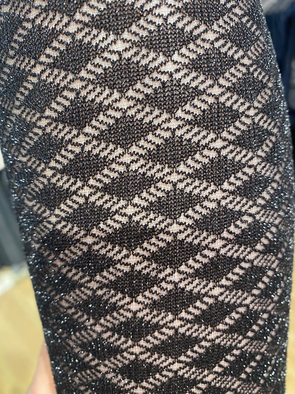 Decoy black silver geometric strømpebukser