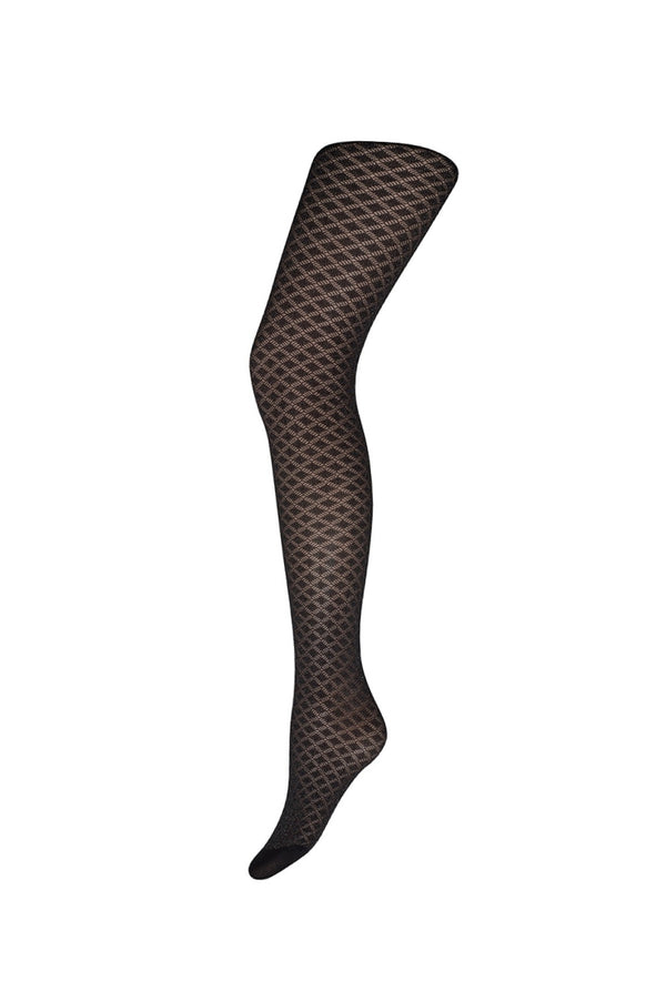 Decoy black silver geometric strømpebukser