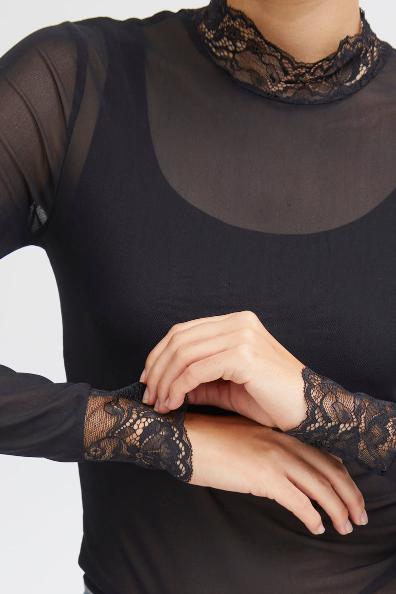 Ichi Anisha  mesh blouse black