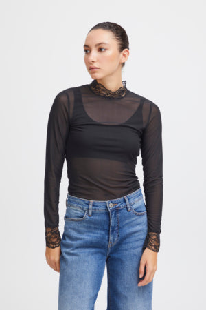 Ichi Anisha  mesh blouse black