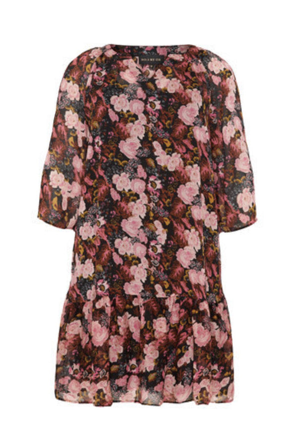 No. 1 by OX long flair dress w 3/4 sleeves