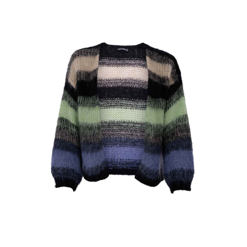 Black Colour Finna striped cardigan black blue