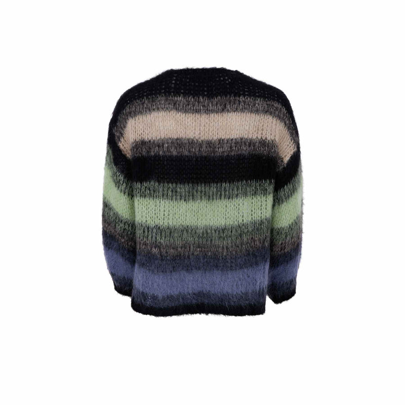 Black Colour Finna striped cardigan black blue