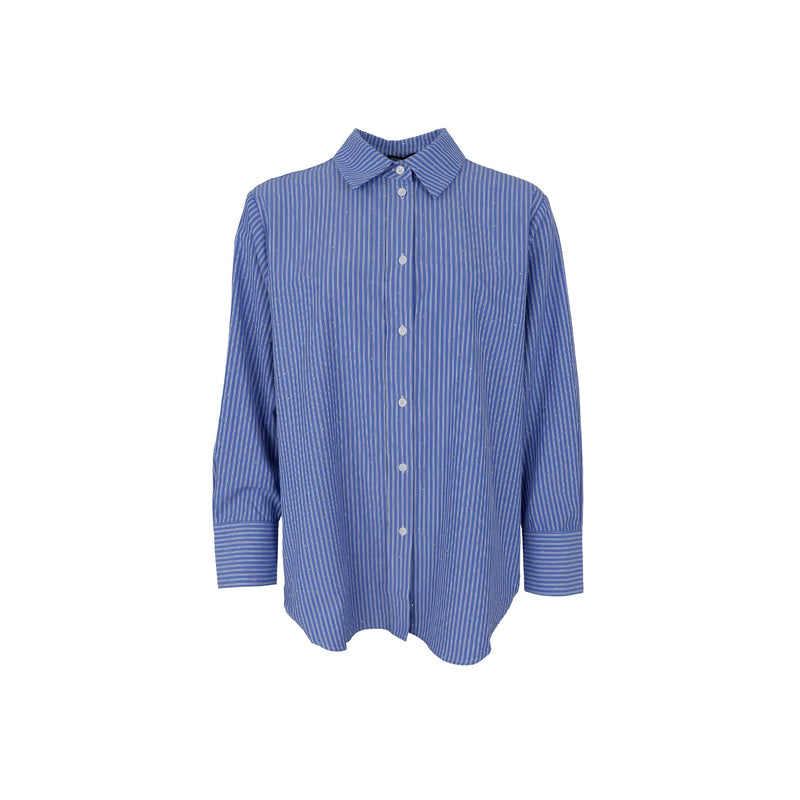 Black Colour Starry simili shirt blue stripe