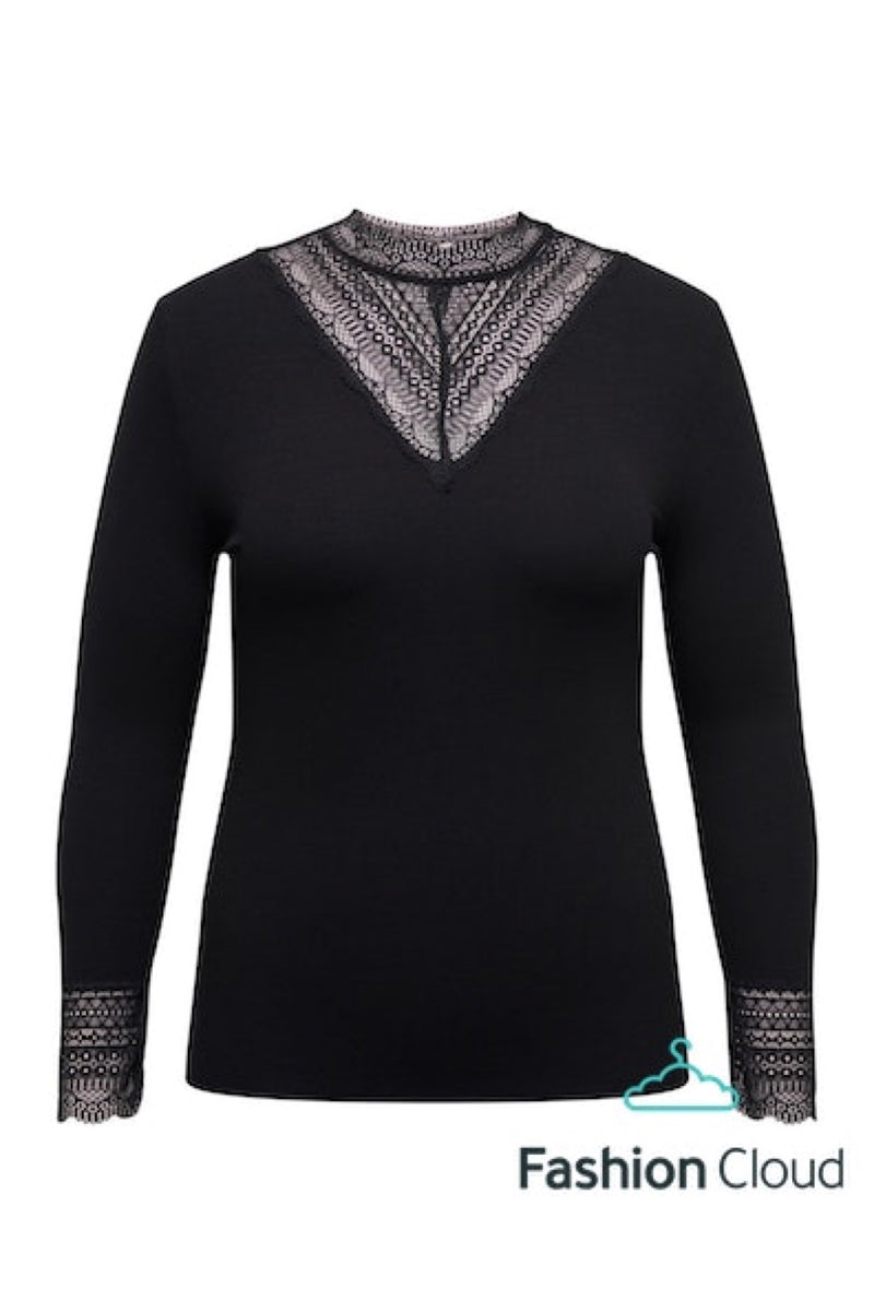 Only Carmakoma Tilde rib lace top black