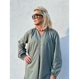 Gaspar LOVE poplin dress dusty green