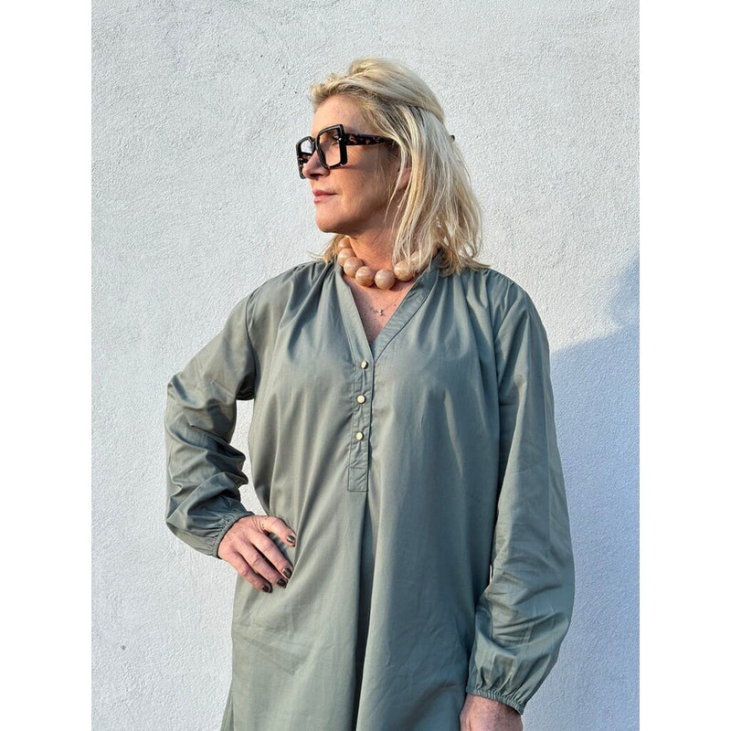 Gaspar LOVE poplin dress dusty green