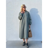 Gaspar LOVE poplin dress dusty green