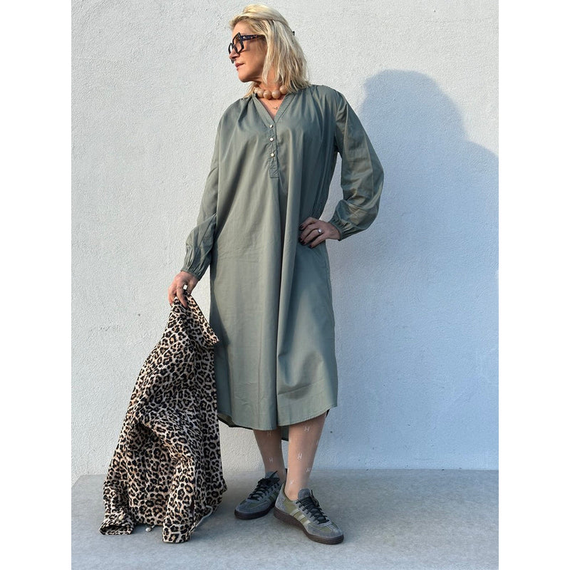Gaspar LOVE poplin dress dusty green