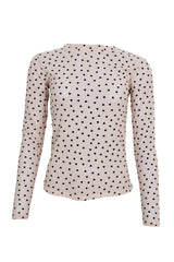 Black Colour Isole Love mesh blouse nude heart