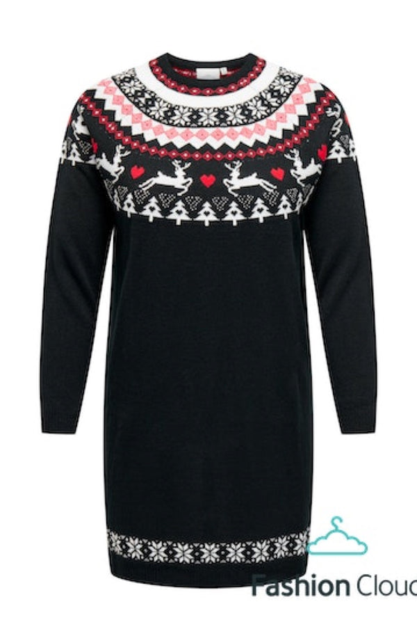 Only Carmakoma snow xmas dress knit black