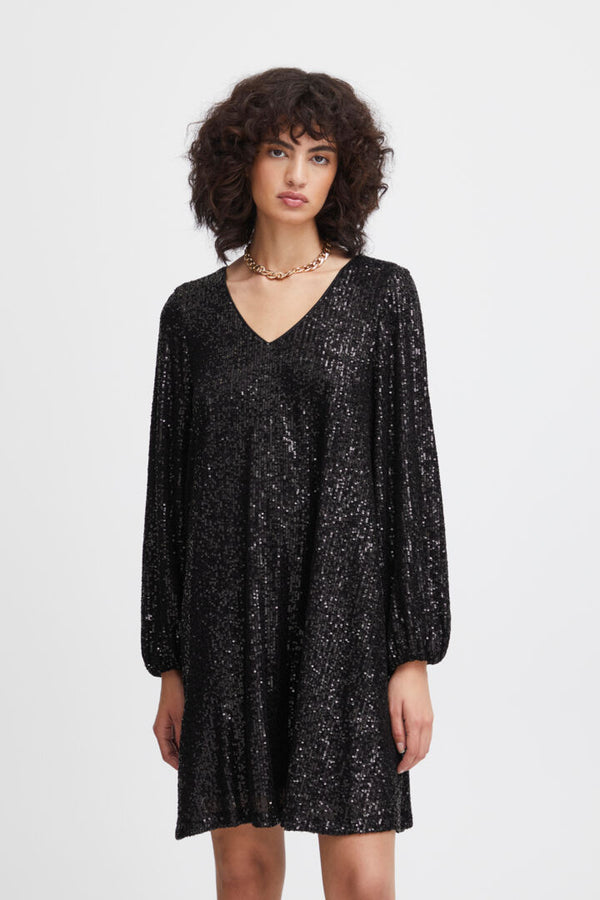 Ichi Fauci paillet dress black
