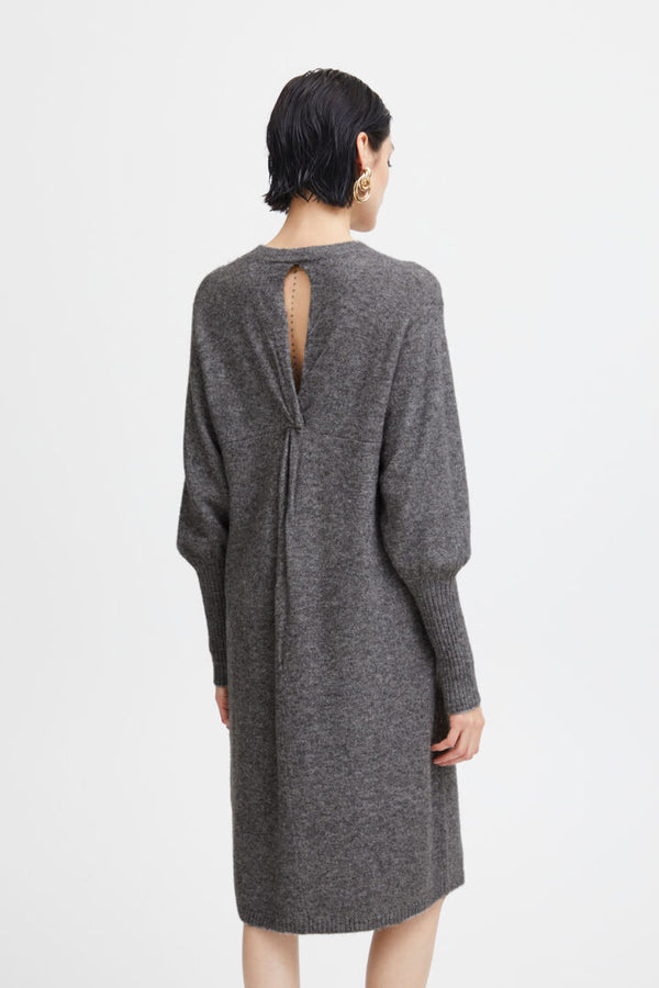 Ichi Macon knit dress dark grey melange