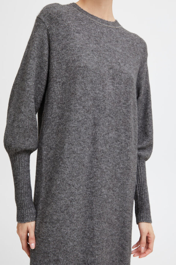 Ichi Macon knit dress dark grey melange