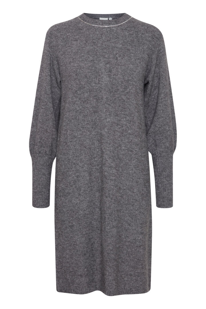 Ichi Macon knit dress dark grey melange