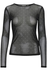 ichi Joslyn mesh blouse black