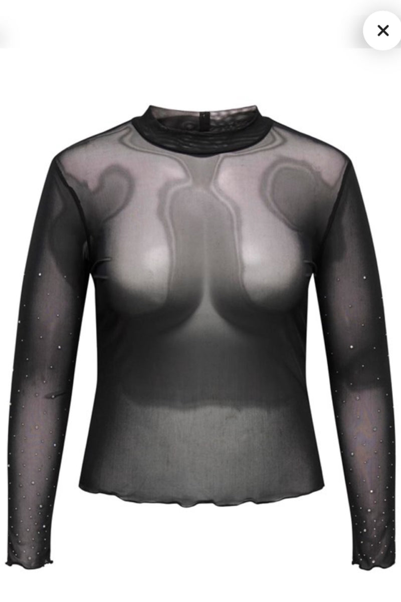 Only Carmakoma Elsa mesh blouse simili black