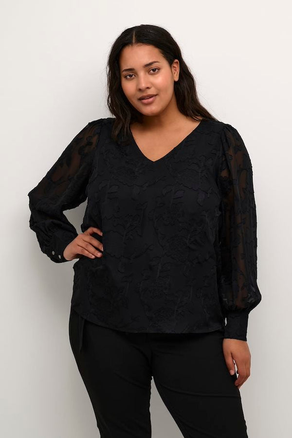 Kaffe Curve Tulle bluse sort