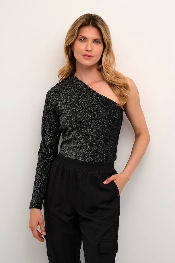 Kaffe Barbara assymetric t-shirt black glitter