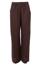 Black Colour Melina wide linen pant coffee