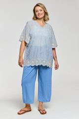 Gozzip Lillian blouse blue/off stripe