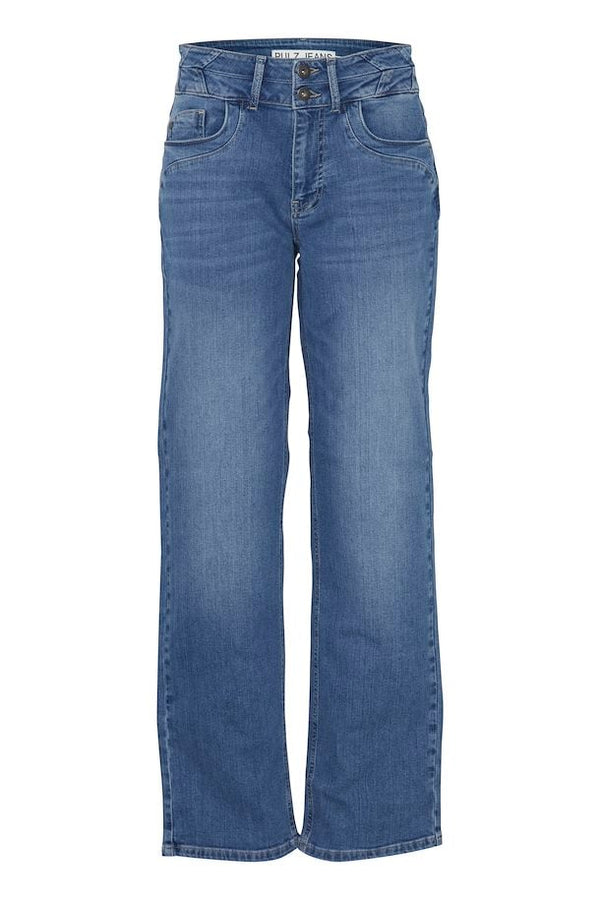 Pulz Sue curved jeans straight leg medium blue