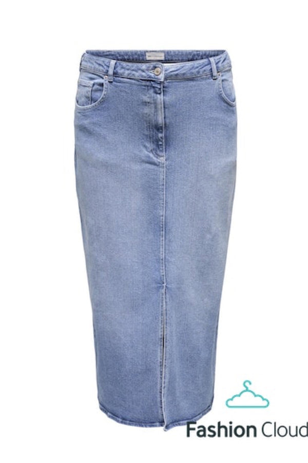 Only Carmakoma Ayoe maxi slit denim skirt light blue