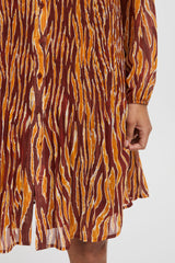Ichi Illy dress brown animal