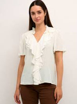 Kaffe Luisa frill bluse hvid