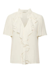 Kaffe Luisa frill bluse hvid