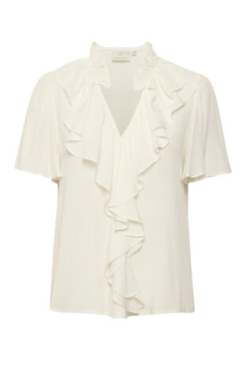 Kaffe Luisa frill bluse hvid
