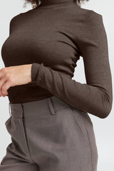 Ichi Mafa rullekrave bluse Brun