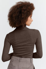 Ichi Mafa rullekrave bluse Brun