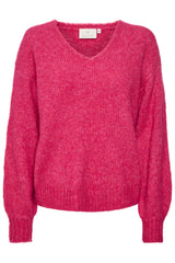 Kaffe Sarla V-hals strik bluse pink