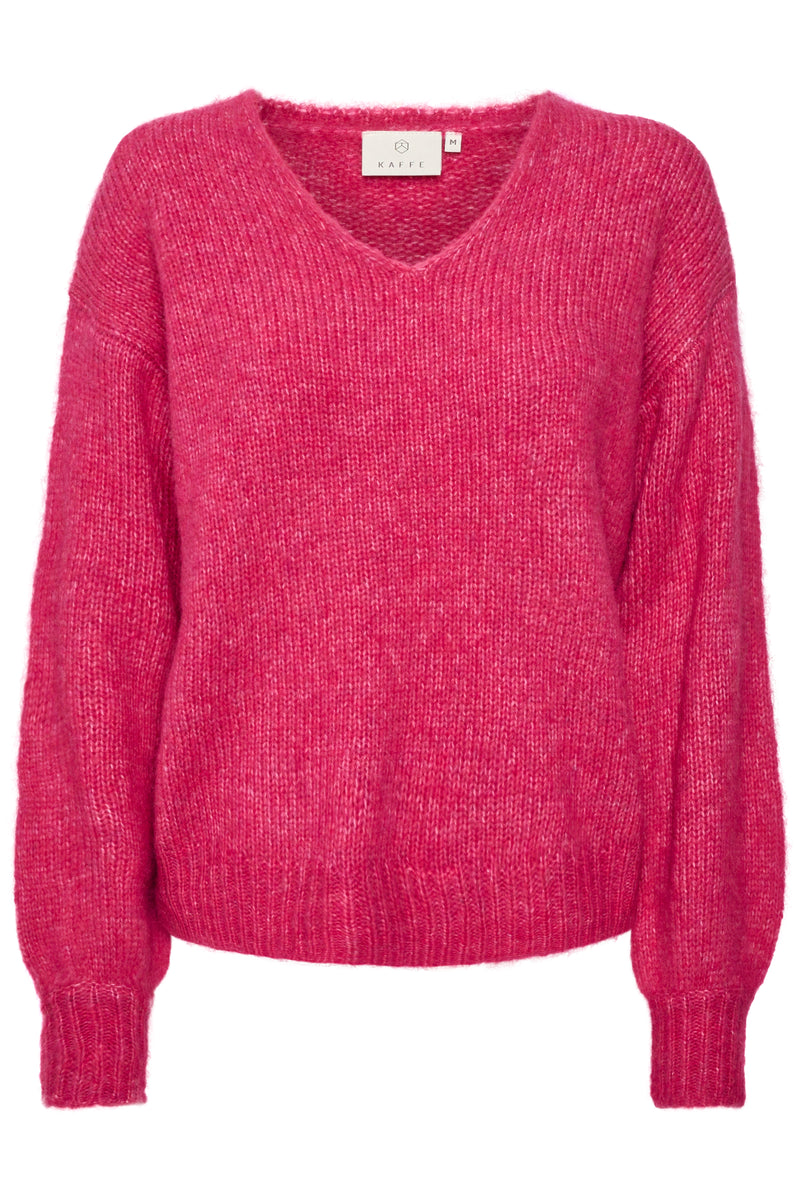 Kaffe Sarla V-hals strik bluse pink