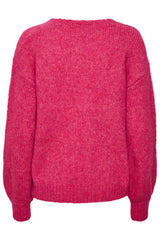 Kaffe Sarla V-hals strik bluse pink