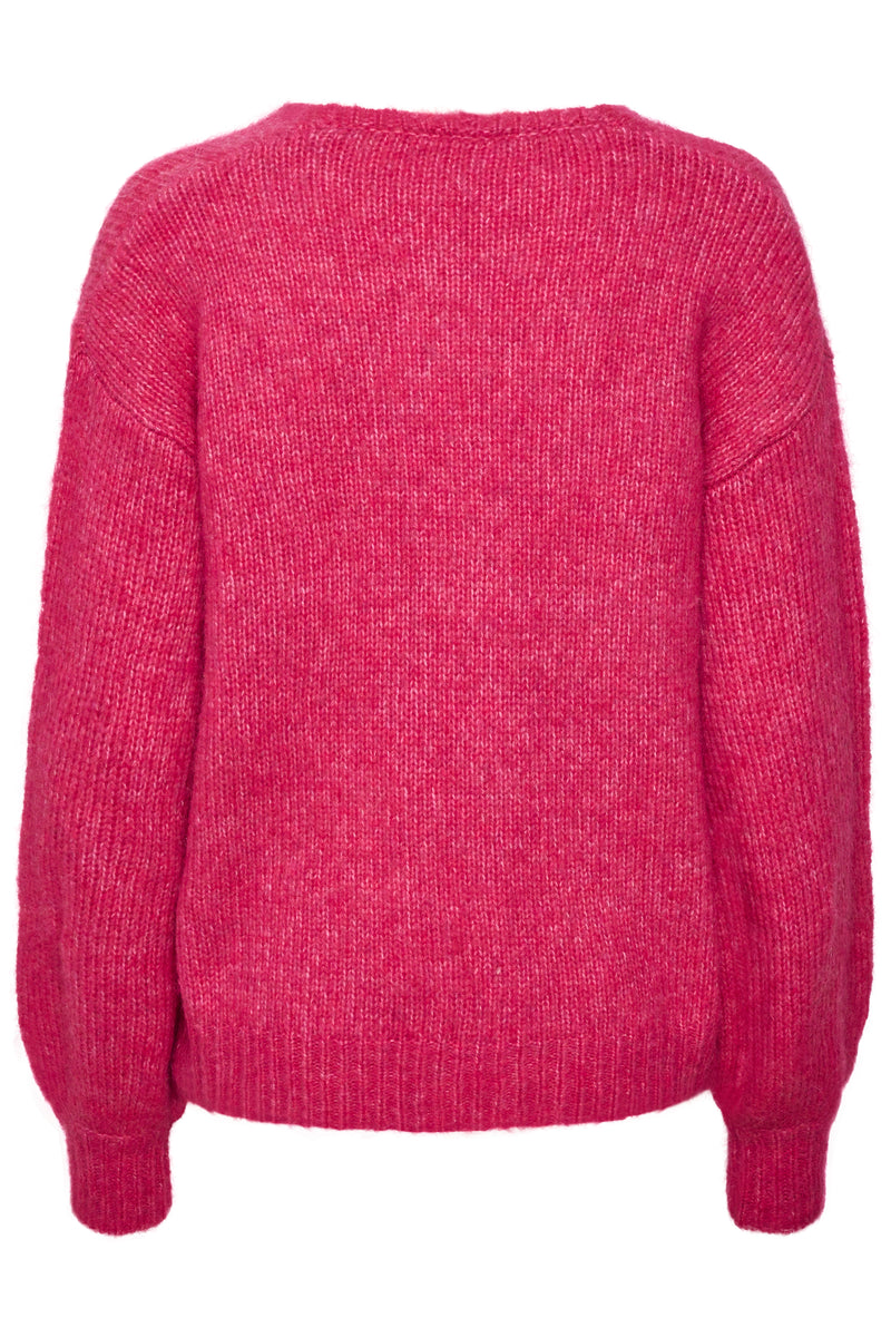 Kaffe Sarla V-hals strik bluse pink
