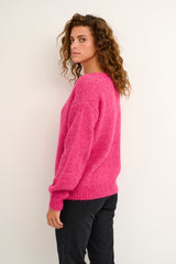 Kaffe Sarla V-hals strik bluse pink